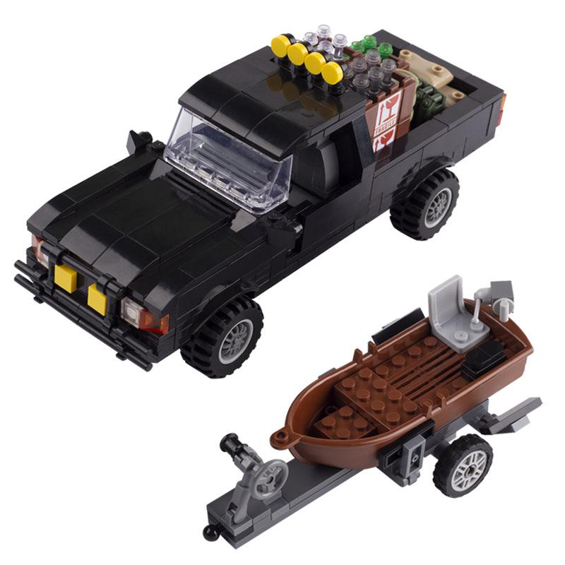 Figure Black Transport Truck Off-Road Vehicle Pickup Truck Model Children Assembled Building Block Toy