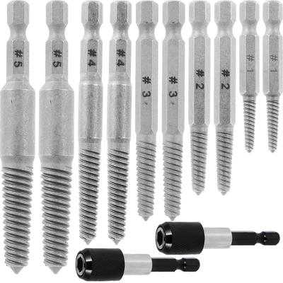12Pcs Alloy Damaged Bolt Extractor Kit 1/4'' Hex Shank Stripped and Rusty Screws Removal Tool for Broken-Head Screws Mens Gifts