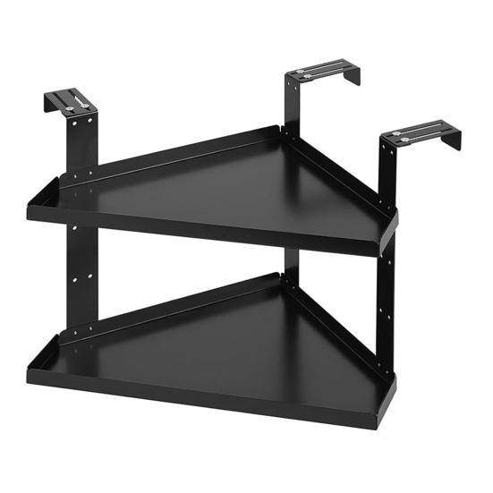 Kancalı Ayarlanabilir Yükseklikli 2 Katlı Metal Raflı Ofis Köşe Kitaplığı