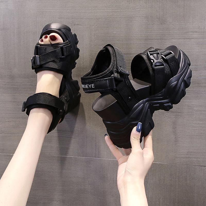 Fashion NEW Summer Women Sport Sandals Ladies Wedge Sandal Buckle High Heels Platform Shoes Woman 11CM Hoof Woman Thick Bottom Sandalias