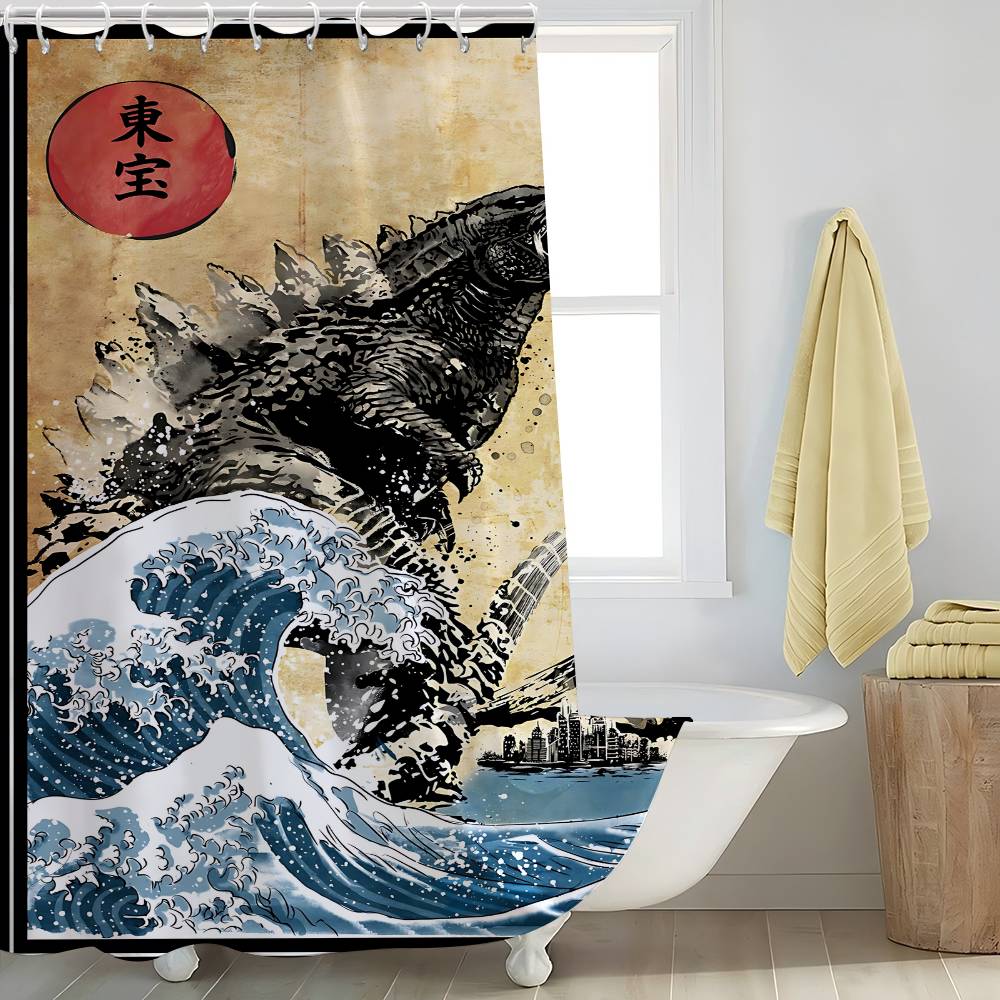 Art The Great Wave Shower Curtain Summer Beach Bathroom Decorative Shower Curtain, Waterproof