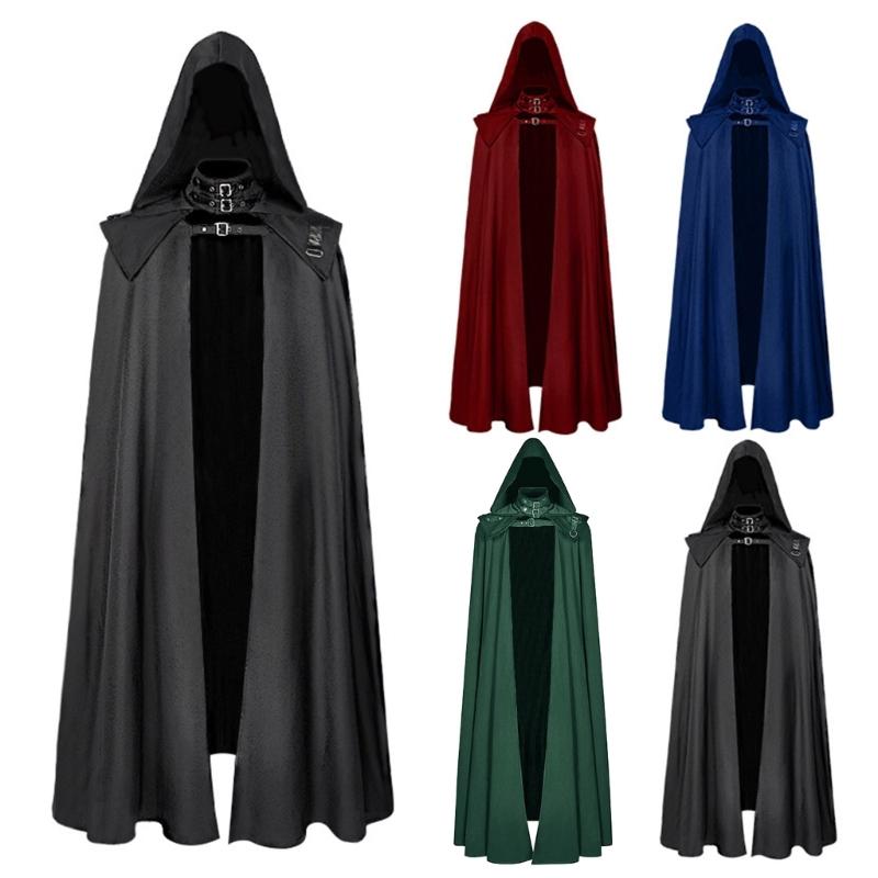 Floor Length Halloween Cosplays Costume Cape Wizard Witch Mantle Outfit Fancy Dress Up Gown Party Dress Cloak for Adults