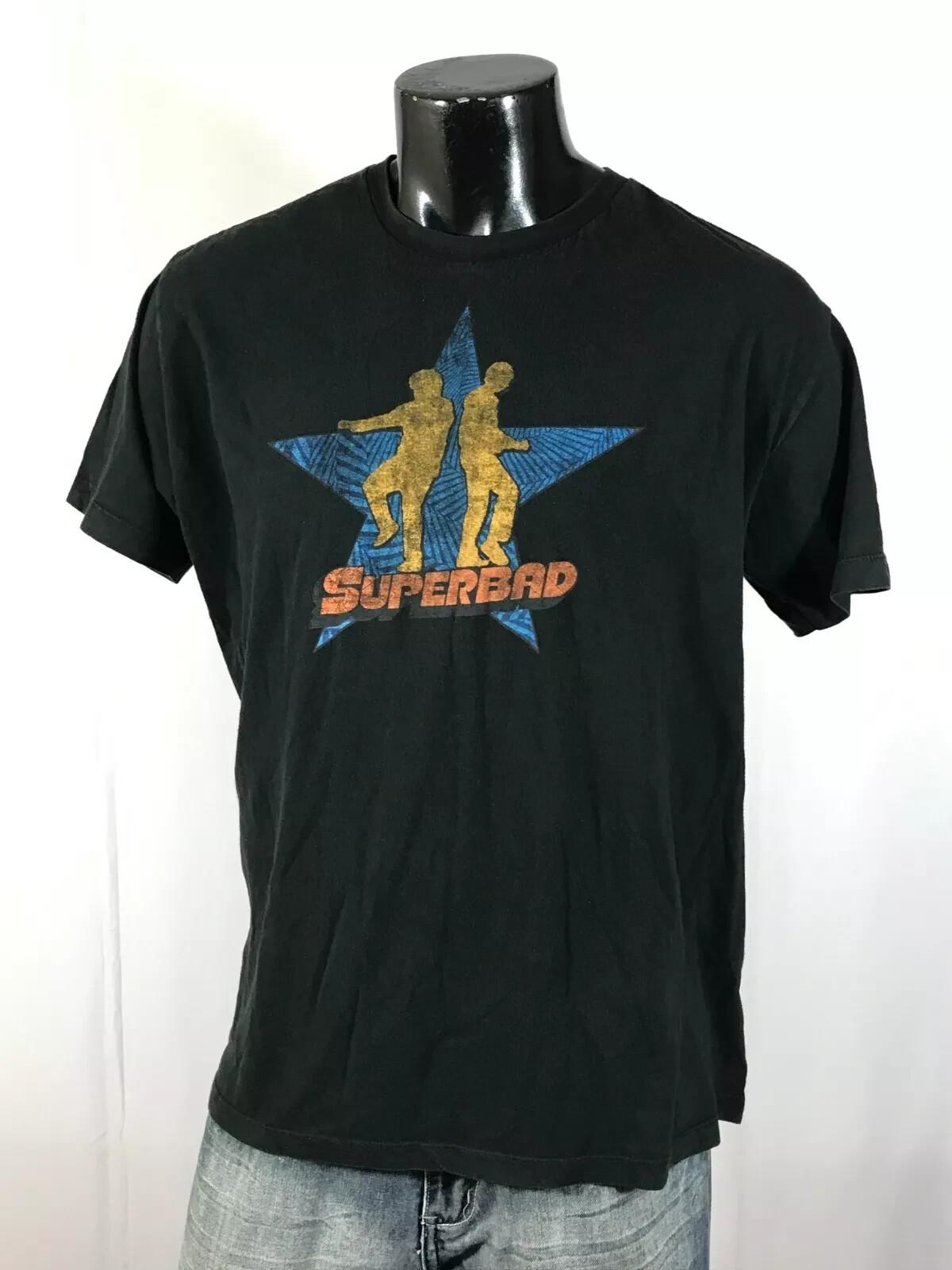 Vintage SUPERBAD Movie T-Shirt S-4XL Black Cotton Seth Evan Dancing Star XXXXL