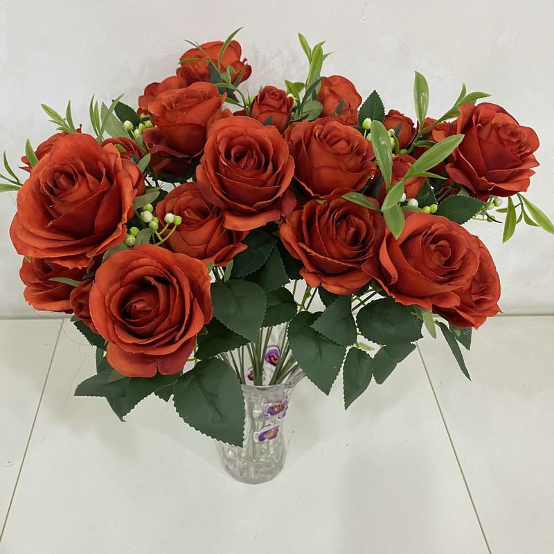 Romantic Rose Bouquet Fake Flowers For Wedding Decor With Real Touch Feelings