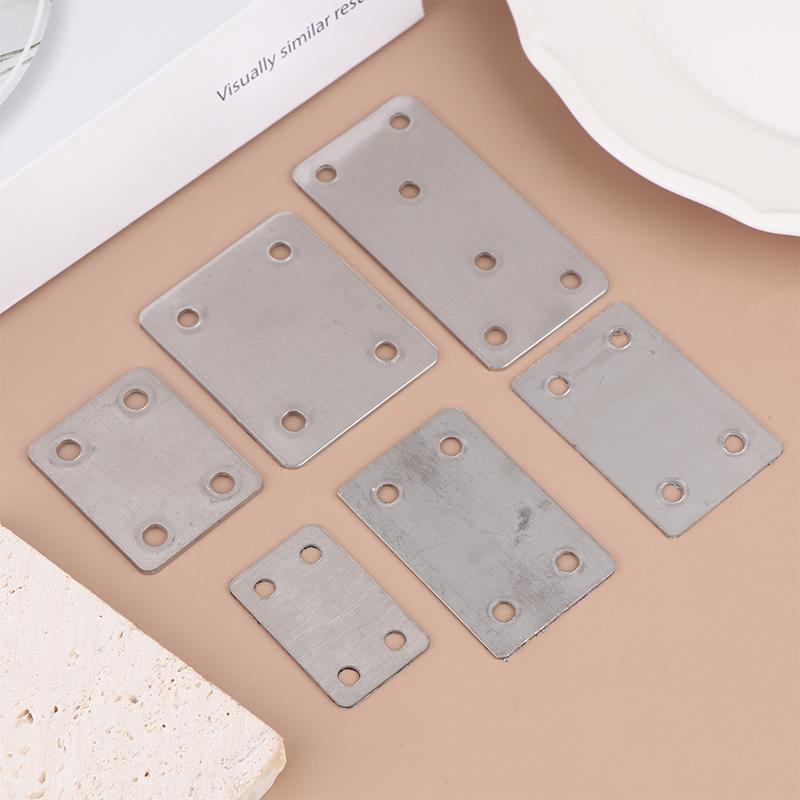10Pcs Straight Four Hole Fixed Angle Bracket Stainless Steel Right Angle Bracket Furniture Fasteners Wood Shelves Cbinets