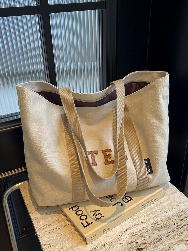 2025 Women's Large Canvas Tote - Casual Shoulder Bag for Shopping, College, and Commute