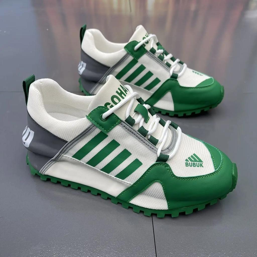 Modny Paskowany Design Męskie Damskie Grube Sneakersy Modne Casualowe Skórzane Materiałowe Cholewki Zwiększone Wewnętrzne Krycie Dolne Buty na Platformie Nowe