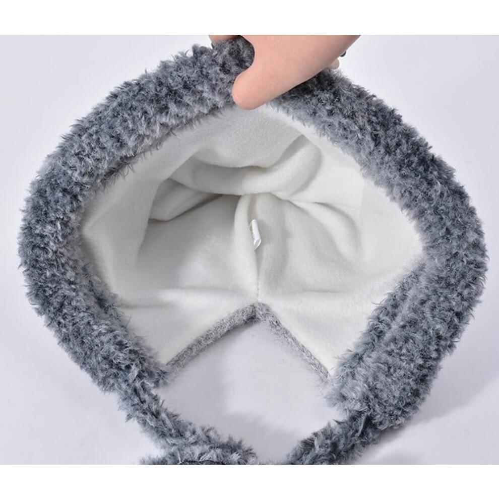 Winter Bear Ear Beanie Knit Warm Slouchy Hat for Women Fleece Lined Knitted Bucket Cap Beanies Hats Ear Protection