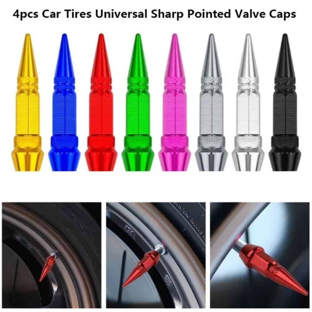 4pcs Universal Pointed Valve Tips Sharp Pointed Auto Parts Tire Valve Cover Bicycle and Motorcycle