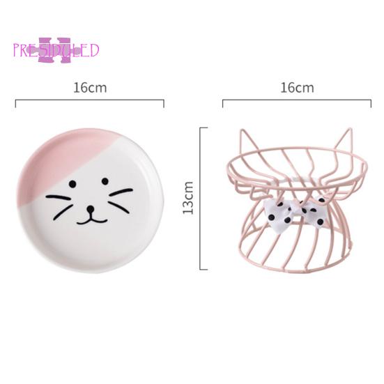 Ciotola per cibo per gatti rialzata, grande capacità, anti-vomito, ciotola in ceramica con staffa - Prodotti per animali domestici