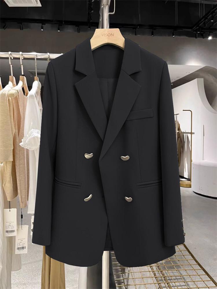 2024 Frühling/Herbst Damen Blazer im britischen Stil Grau Texturiert