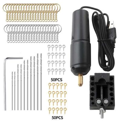 Compact 360 Electric Mini Drill, Black, USB Interface for Jade, Crystal, Pearl, and Manual Micro Drilling.