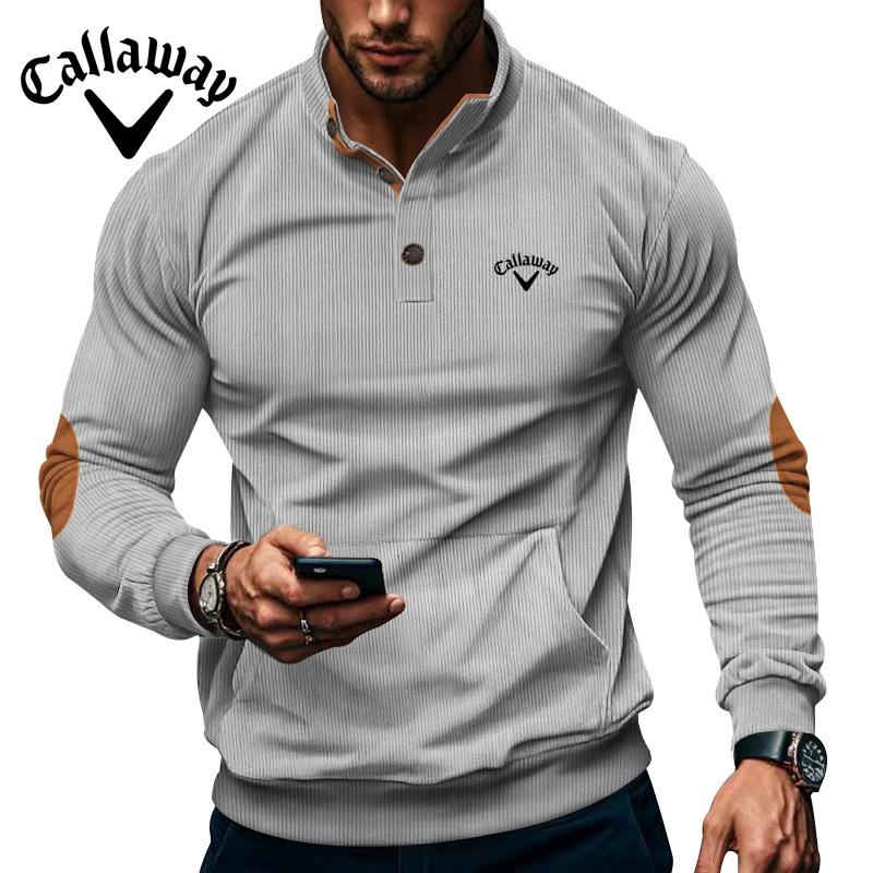 

Callaway Embroidered Autumn and Winter New Men s Corduroy Casual Stand Collar Long Sleeved Pocket Hoodie for Men S
