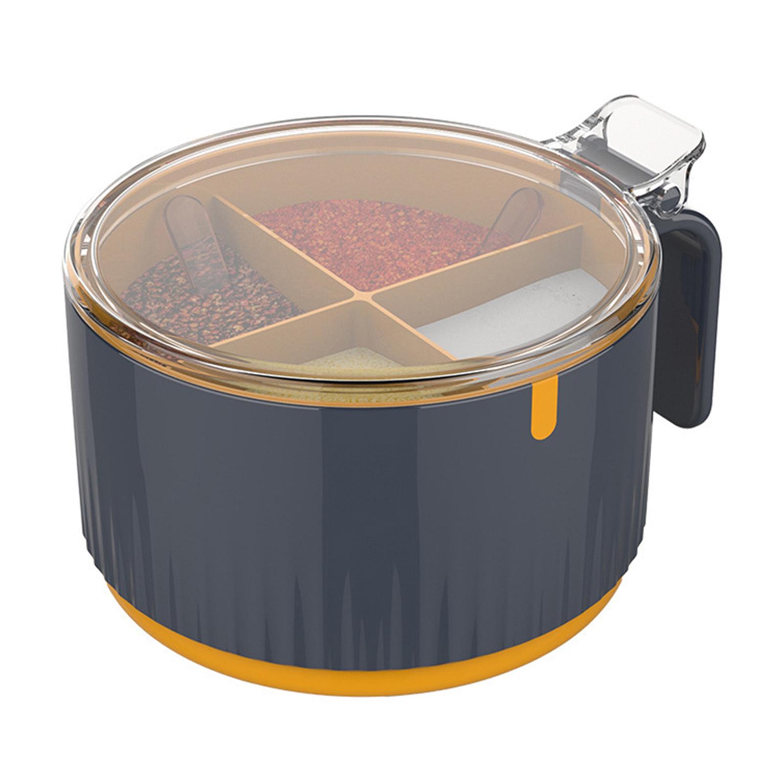 One-Piece Round Spice Storage Box Multi-grid Seasoning Bottle Kitchen Supplies серый