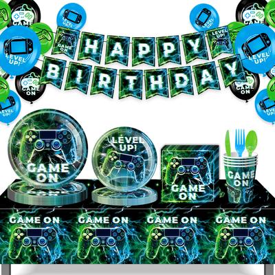 Game Themed Party Supplies Birthday Decorations Party Arrangements Props Banners Paper Plates Paper Cups Tablecloths Paper Towels