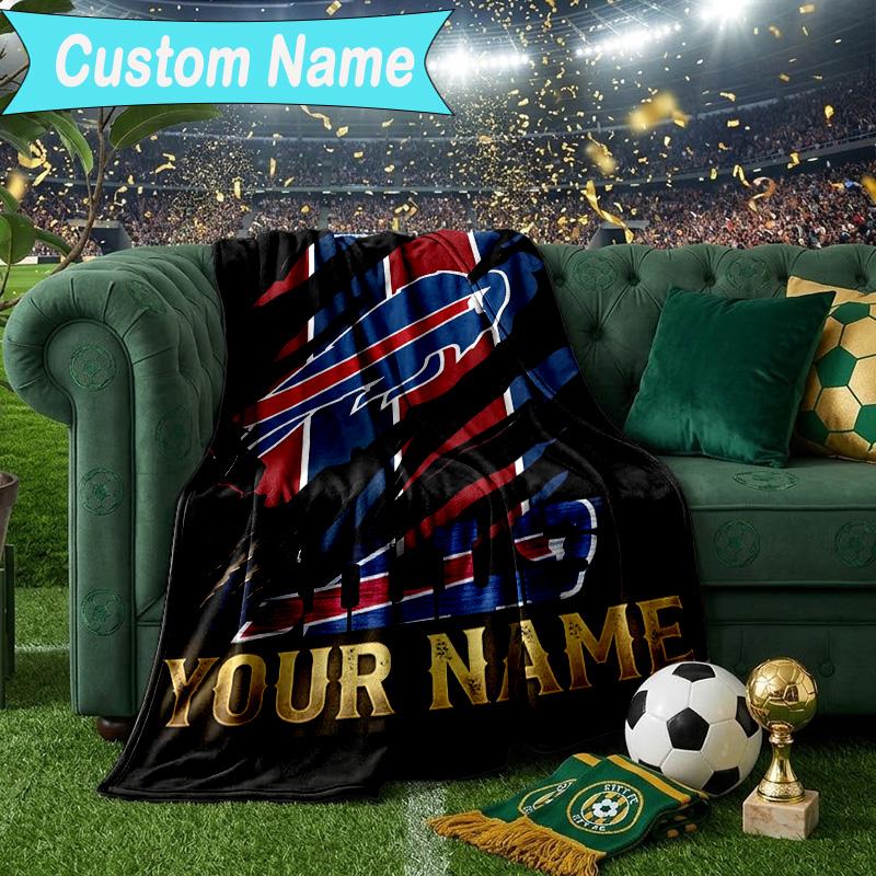 Custom Name Blanket Buffalo basketball Art Blanket Bedding Blanket for Travel, Camping, Living Rooms, Offices, Sofas, Fan Christmas gift