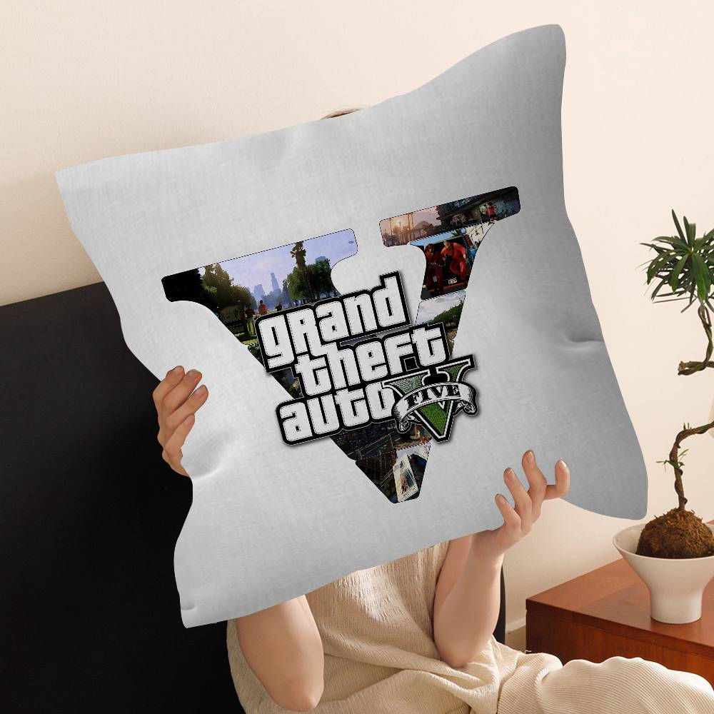 Action Game Grand TTheft Auto Cushion Cover Car Throw Pillow Case For Sofa Car Christmas Gift 40x40cm 45x45cm