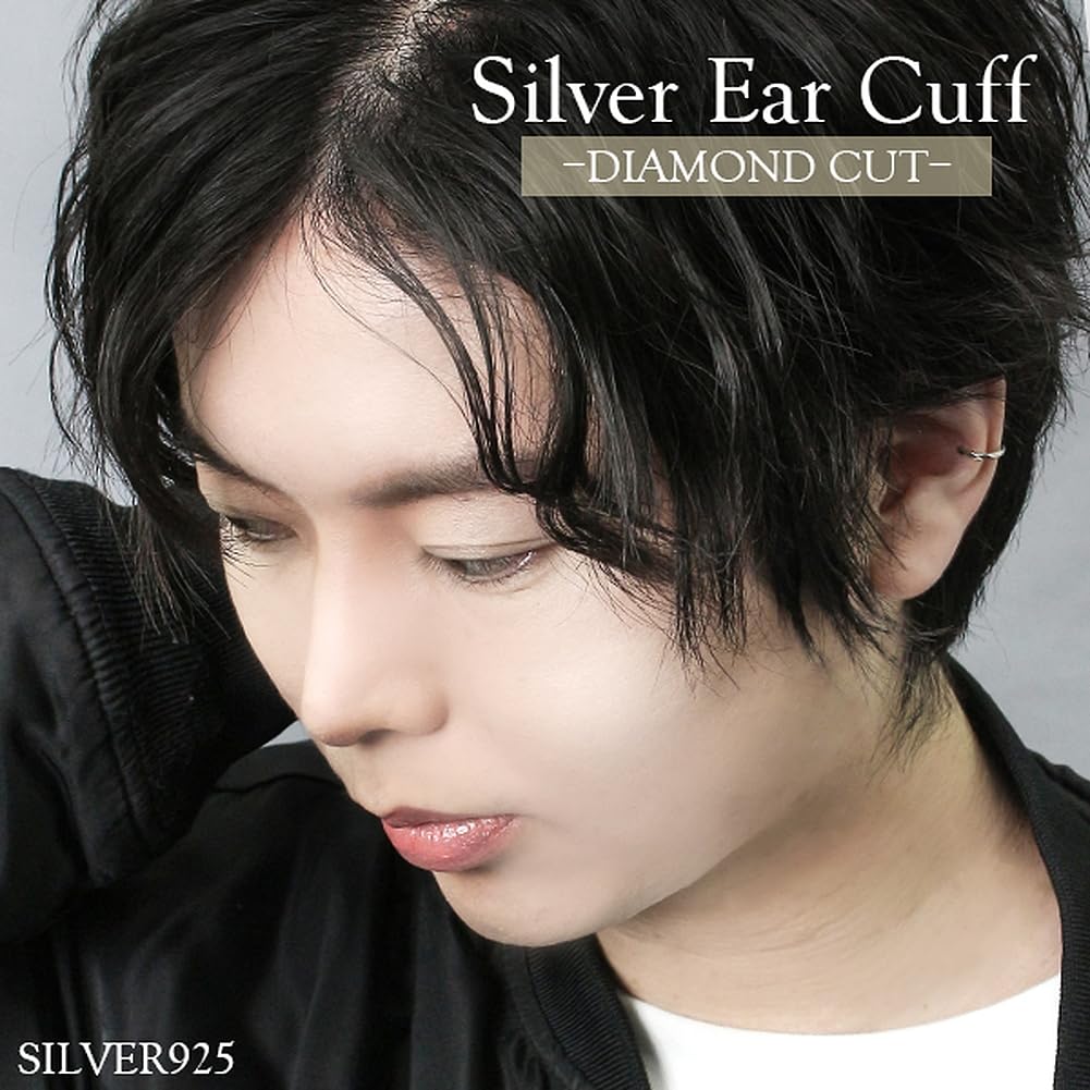 Shinjuku Gin No Kura Diamond Cut Silver 925 Ear Cuff (Single Ear) Slim Ear Cuff Non-Pierced Earrings Ear Clip