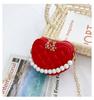 Cute Children's Heart-shaped Crossbody Bags Pearl Handle Girls Mini Shoulder Messenger Bag Princess Wallet Coin Purse Handbags
