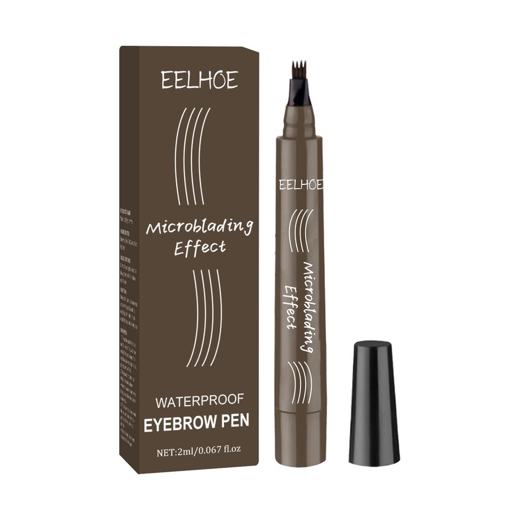 EELHOE 4-Punkt-Augenbrauenstift Wasserdicht Tattoo Schweißfest Langanhaltend 5 Farben Flüssiger Microblading Augenbrauenstift Kosmetisches Make-Up