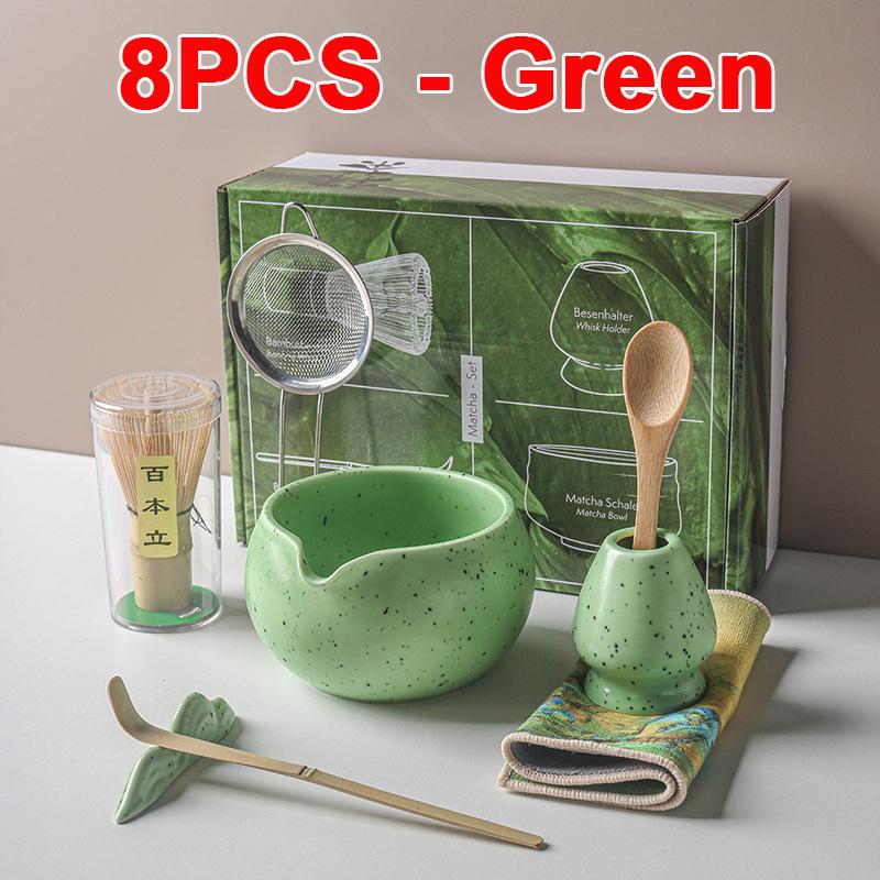 Set Cadou Matcha Tradițional 4/5/7/8 buc Tel Matcha Bambus Linguriță Bol Matcha Ceramic Suport Tel Seturi Ceai Japonez