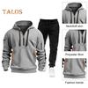 2Pcs/Set Men Sweatshirt Pants Set Hooded Drawstring Long Sleeve Sport Tops Elastic Waist Long Pants Set Solid Color Baggy Tracksuit