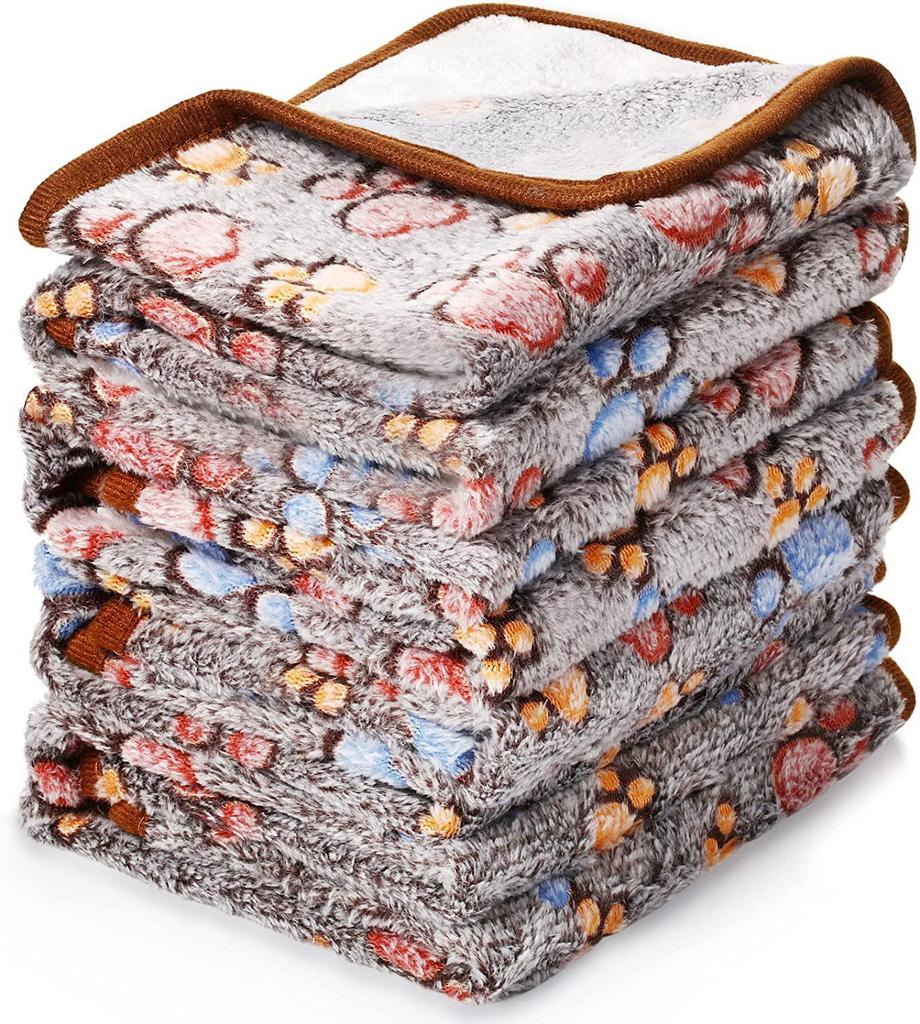 All-Season Coral Fleece Pet Blankets for Dogs & Cats, Paw Print Design, Available Now