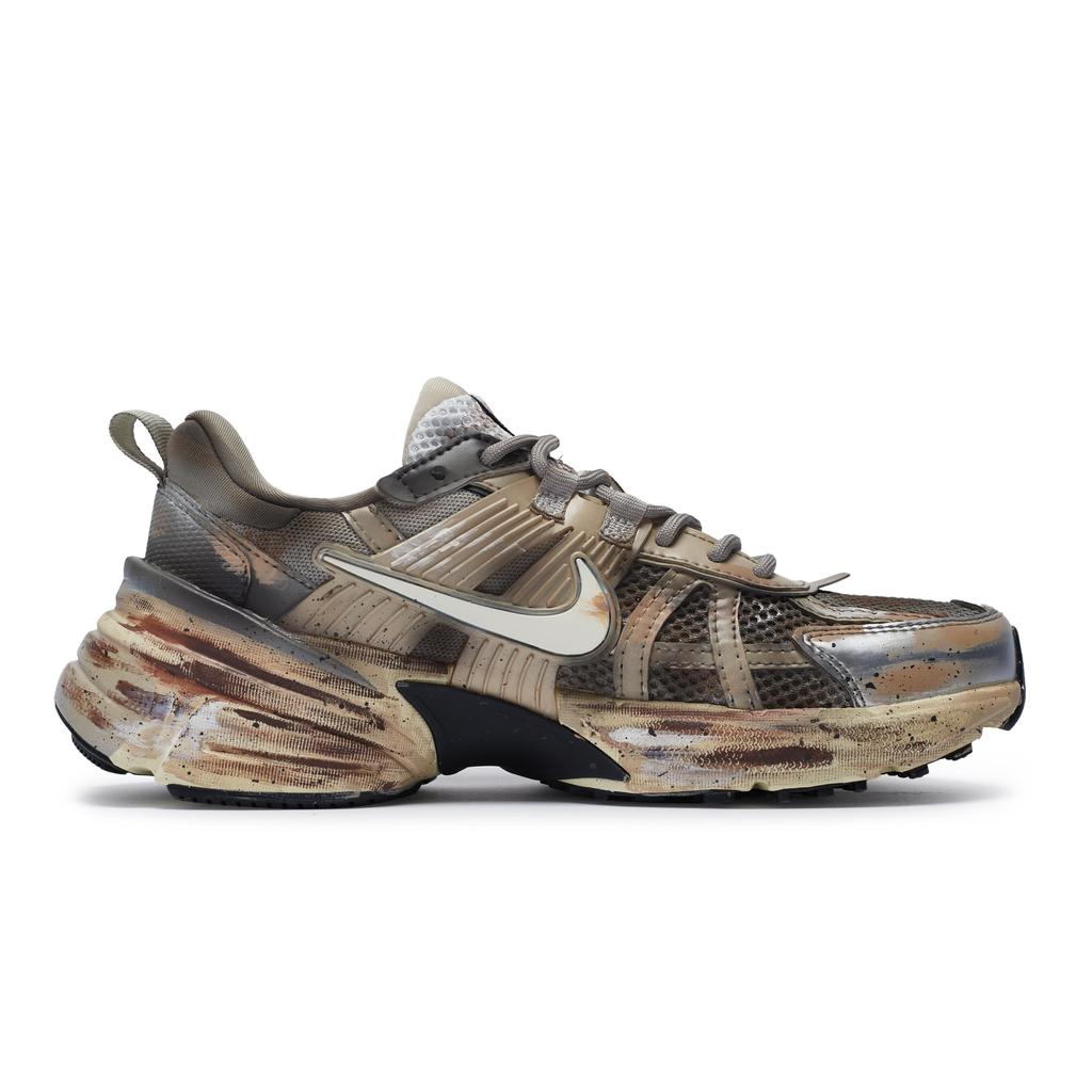 Nike V2K Run Cushioning Slip Resistant Low top Casual Running Shoes Unisex Rusty Red Gray Yellow FD0736-100(Team80-S-BOX)