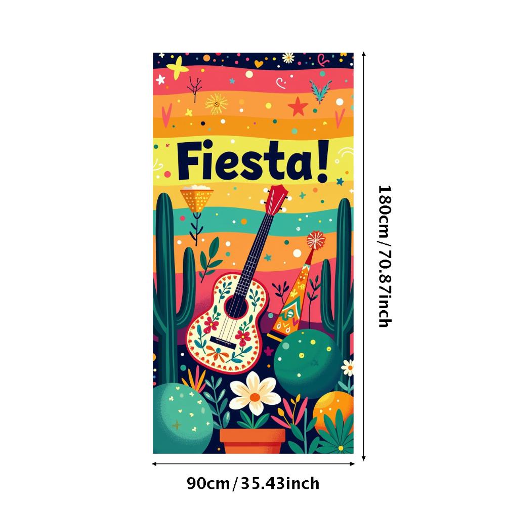 Fiesta Party Banner Vibrant Mexican Cactus Floral Festive Event Backdrop Celebration Decorations Photography Background Props