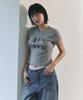Beullusseonpeullawo I Love Cat Crop Top [Melange Gray]