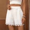 Neuer Stil Lässige Urlaubs-Shorts mit Struktur, Lockerem Kordelzug und Schnürung für Damen
