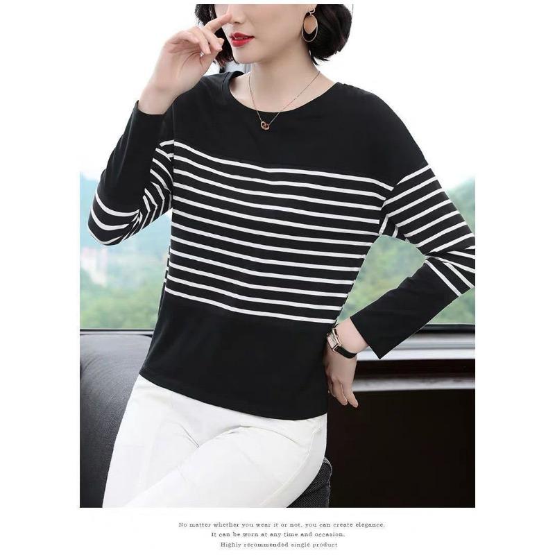 Women S Long Sleeve Striped T Shirt Loose Plus Size Casual Top