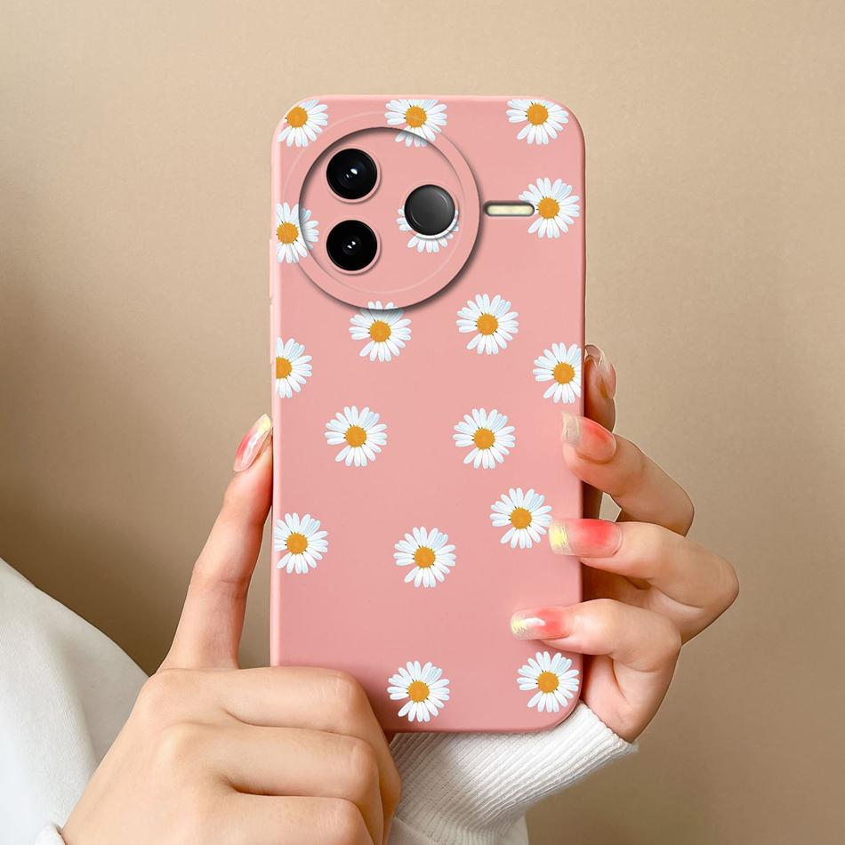 Case For POCO F7 Pro Ultra Pretty Flowers Soft Smooth Liquid Silicone Upgrade Lens Protection Shockproof Back Cover For Girls