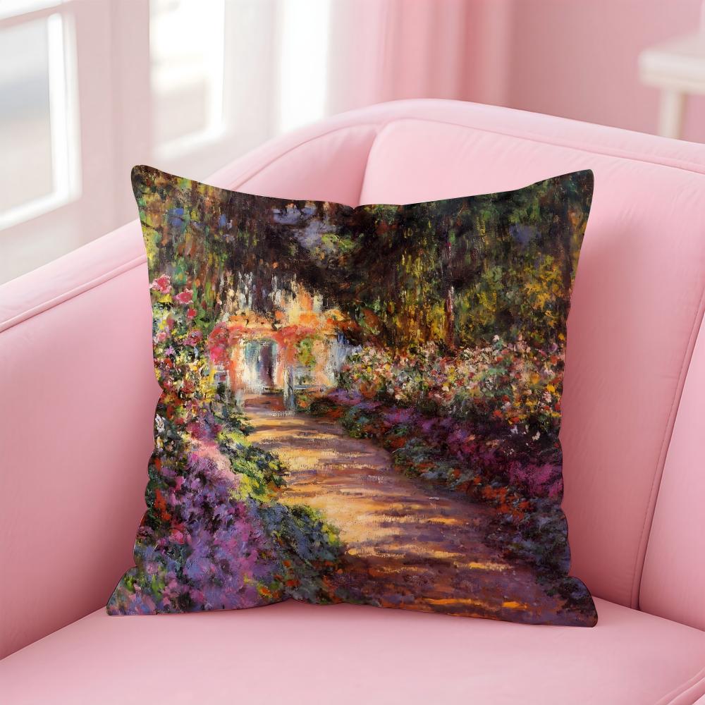 

MMonets Garden Cushion Cover Pillow Case Soft Friendly Fabric Concealed Zipper 30X30cm