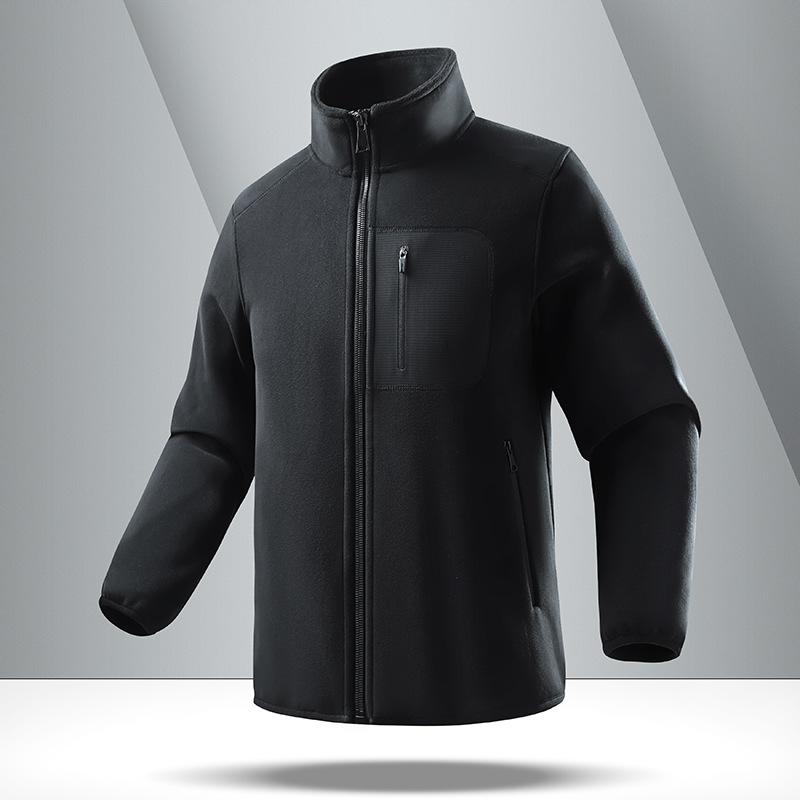 Men's Thick Fleece Stand Up Collar Warm Jacket with Fleece Zipper Cardigan and Fleece Jacket