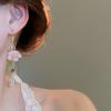 Chinese Glass Beads Flower Tassel Earrings for Women Sweet Style Versatile Drop Earring Elegant Beautiful Jewelry Friends Gift K