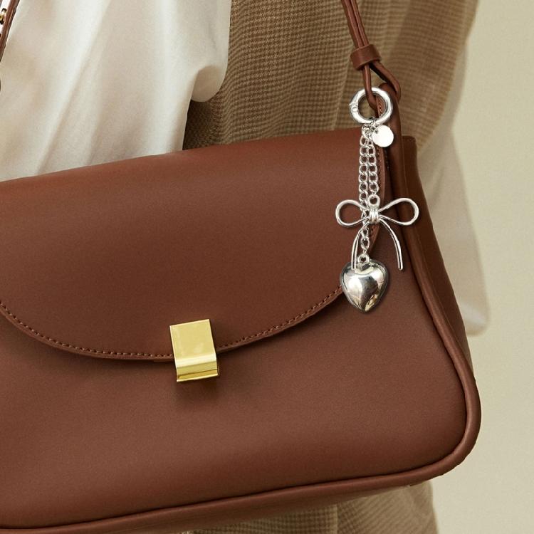 Delicate Heart Bowknot Pendant Keychain Simple Sophisticated Keyring Bags Accessory for Handbag and Phone Cases