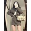 Elegant Socialite High-End Wool Suit Skirt Set - Short Jacket and Skirt for Women