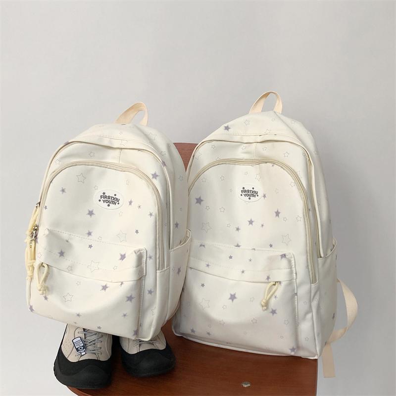 Star Print Student Schoolbag Large Capacity Women's Backpack