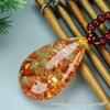 Two-Color Flower Amber Water Drop Necklace: Unisex Sweater Chain Pendant