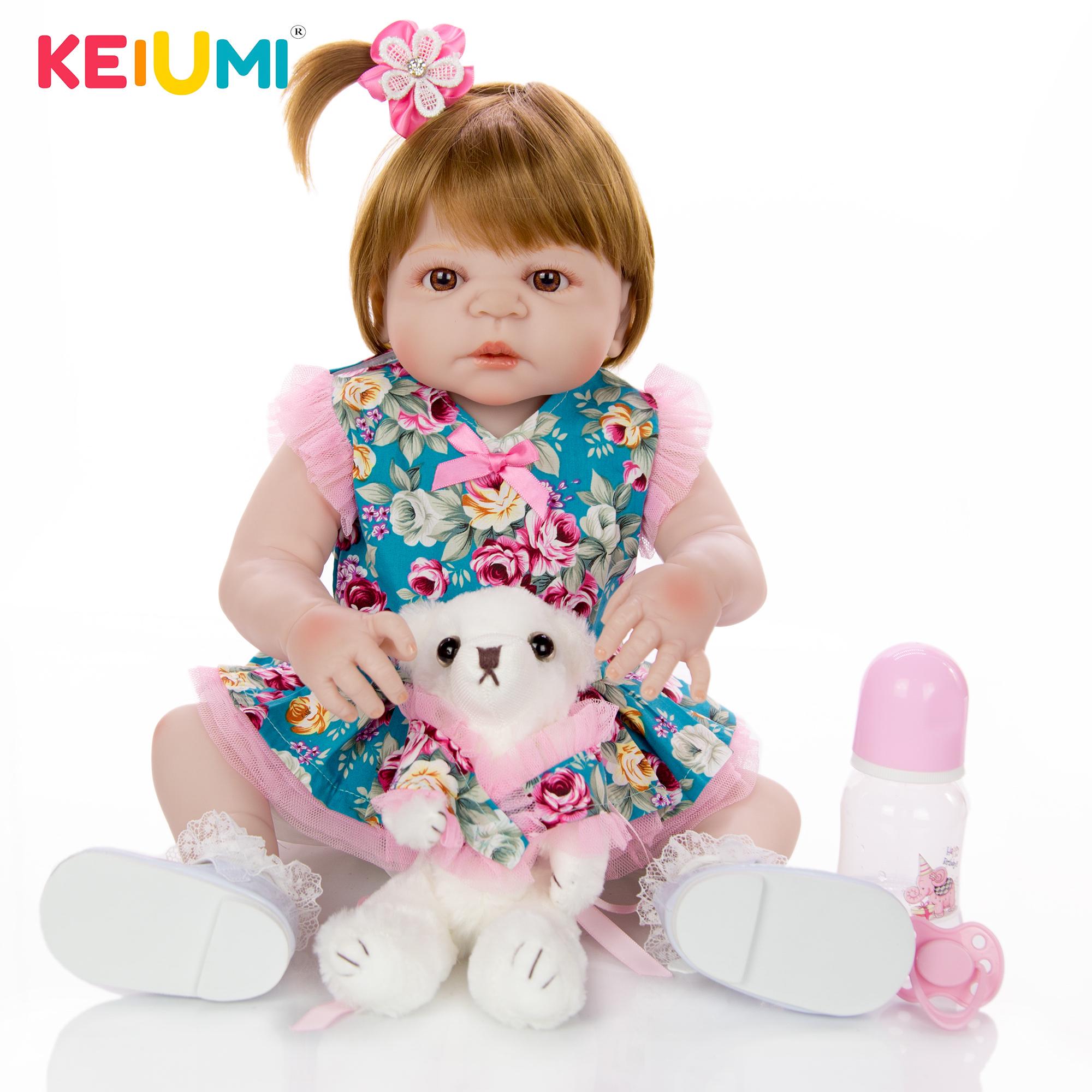 

KEIUMI Фэнтези Принцесса Кукла Возрождение Игра 23 дюйма Полное Виниловое тело Возрожденные Куклы Куклы Девочка Водонепроницаемые коричневые локоны Волосы Дети Playmate