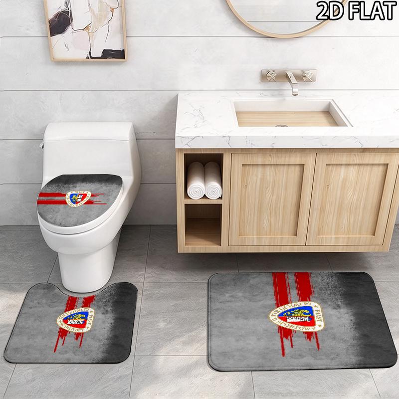3pcs Piast Gliwice Pattern Flannel Nonslip Absorbent Washable Decorative Bathroom Home Toilet Seat Cover Mat