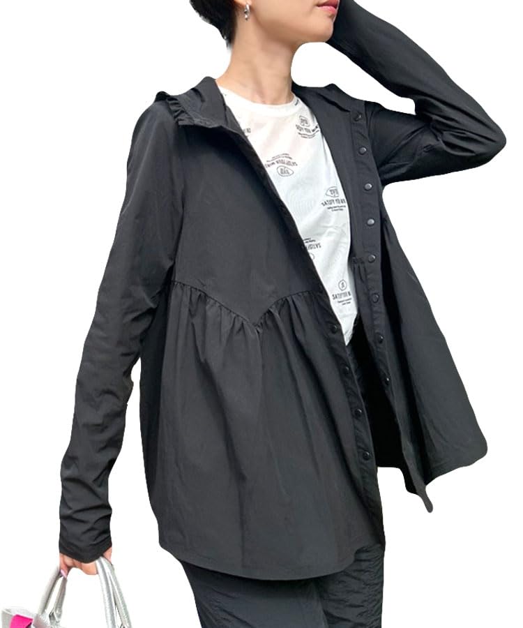 DONOBAN Rash Guard for Beach and UV Stretch UV Long and Great for Water Finger Holes Size Women's Hoodie, Stylish, Amphibious, Swimwear, Protection,