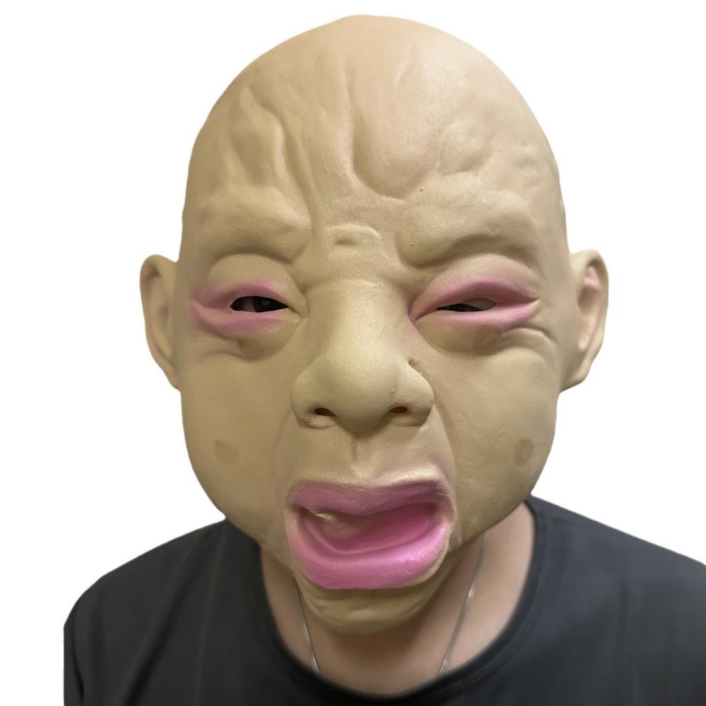 Hot-selling smiling and crying baby masks, crying face doll masks, full-face headgear, Halloween party, haunted house, celebrity