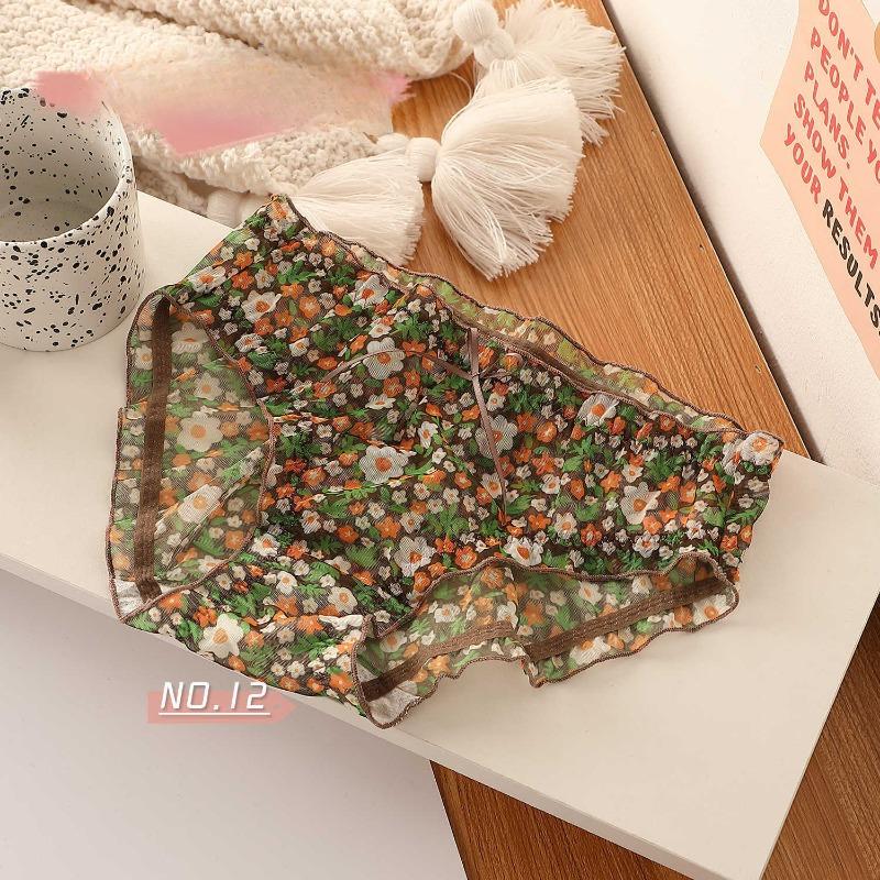 

Сетчатое цветочное свежее кружевное сексуальное нижнее белье чистое желание сладкие дышащие женские треугольные трусики со средней талией one size