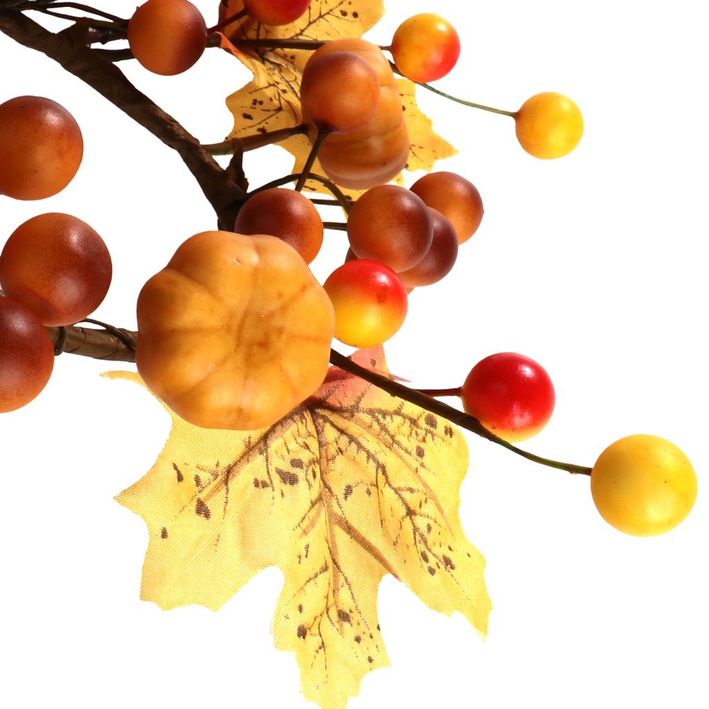 Fall Candle Rings Wreaths Decorative Candle Rings with Artificial Leaves Pumpkin Berries