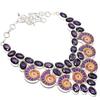 Natural Ammonite Fossil, Amethyst 925 Sterling Silver Jewelry Necklace 18" E2o44