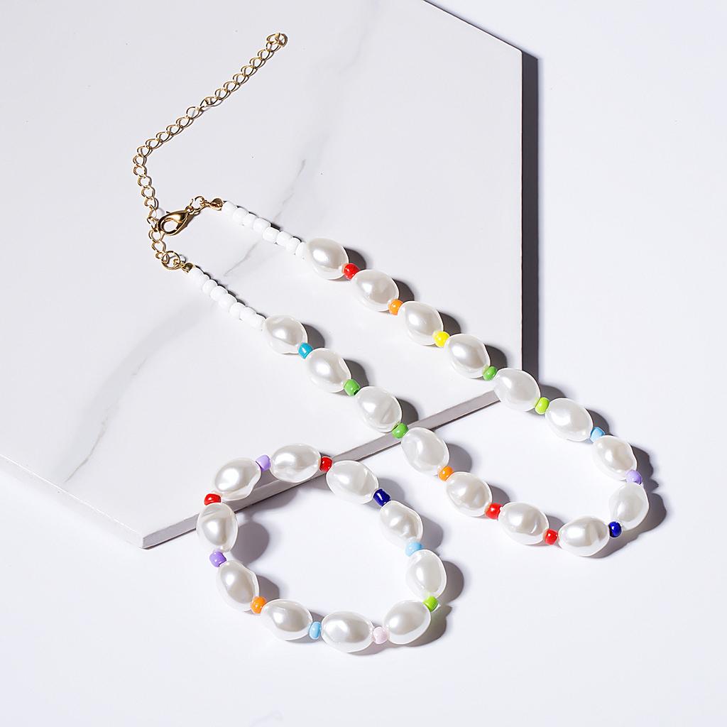 Accessories, Versatile Color Rice Bead Short Necklace, Temperament Baroque Special-Shaped Pearl Necklace Women