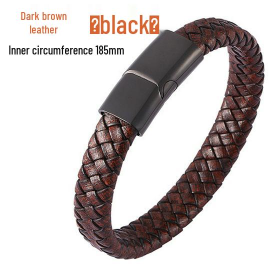 Men's Retro Genuine Leather Bracelet with Magnetic Buckle