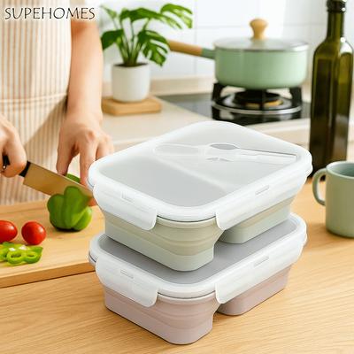 Rectangle Silicone Lunch Box Large Capacity High-temperature Resistant Food Storage Container with Lid Airtight